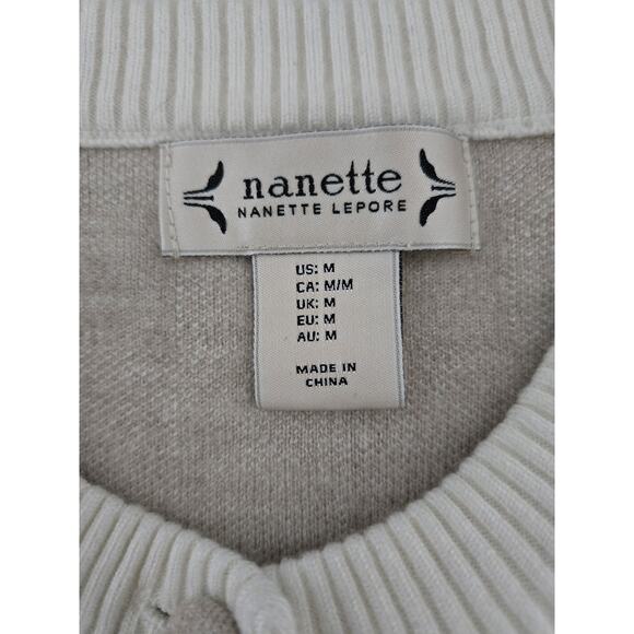 Nanette Lepore medium women's beige/cream button front cardigan - Picture 4 of 8